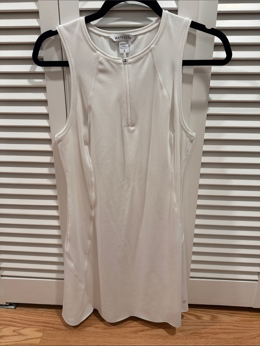 Athleta White Zip-Front Sleeveless Active Dress